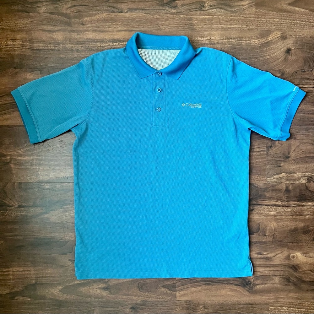 Columbia Omni-Shade PFG Short Sleeve Aqua Polo Shirt Lightweight Men’s Size XL